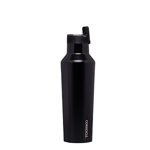 زجاجة مياه معزولة من Corkcicle Canteen مع مصاصة ، أسود لامع ، تحمل 20 أونصة زجاجة مياه معزولة من Corkcicle Canteen مع مصاصة ، أسود لامع ، تحمل 20 أونصة
