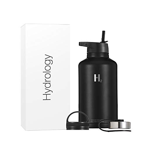 زجاجة ماء H2 Hydrology - 18 أونصة ، 22 أونصة ، 32 أونصة ، 40 أونصة أو 64 أونصة مع 3 LIDS مزدوجة الجدار معزول من الفولاذ المقاوم للصدأ ، ترمس ساخن وبارد للرياضات (64 أونصة ، أسود) زجاجة ماء H2 Hydrology - 18 أونصة ، 22 أونصة ، 32 أونصة ، 40 أونصة أو 64 أونصة مع 3 LIDS مزدوجة الجدار معزول من الفولاذ المقاوم للصدأ ، ترمس ساخن وبارد للرياضات (64 أونصة ، أسود)