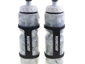 Nubesof Bottle Sport Insulated Squeeze Water Bottles ، عبوتان 25 أونصة من زجاجات ماء الدراجة خفيفة الوزن تحافظ على السائل باردًا لمدة 4 ساعات ، مع مقبض حامل مانع للانزلاق (رمادي)