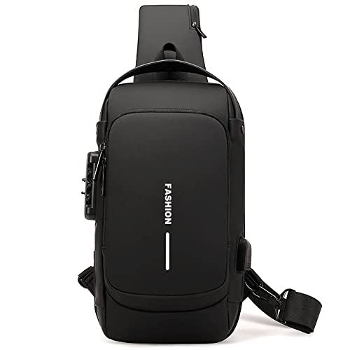 Dwenles Anti theft Crossbody Sling Bag ، حقيبة ظهر مضادة للماء مع شحن USB ، حقيبة كتف للرجال والنساء (أسود) Dwenles Anti theft Crossbody Sling Bag ، حقيبة ظهر مضادة للماء مع شحن USB ، حقيبة كتف للرجال والنساء (أسود)