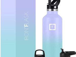 زجاجة ماء رياضية من IRON ° FLASK - 32 أونصة ، 3 أغطية (غطاء مصاصة) ، مانعة للتسرب ، فولاذ مقاوم للصدأ معزول بالفراغ ، حار بارد ، مزدوج الجدران ، مج حراري ، مقصف معدني قياسي