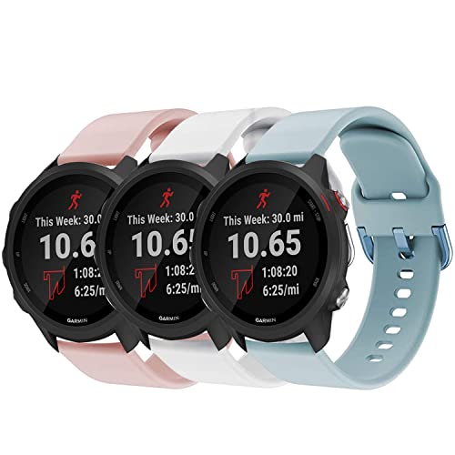 GOSETH متوافق مع Garmin Forerunner 245 / Vivomove Sport (Venu 2 Plus 43mm) حزام 20 ملم ، سوار معصم بديل من السيليكون لفرقة Forerunner 245 للموسيقى (وردي + أبيض + أزرق فاتح) GOSETH متوافق مع Garmin Forerunner 245 / Vivomove Sport (Venu 2 Plus 43mm) حزام 20 ملم ، سوار معصم بديل من السيليكون لفرقة Forerunner 245 للموسيقى (وردي + أبيض + أزرق فاتح)