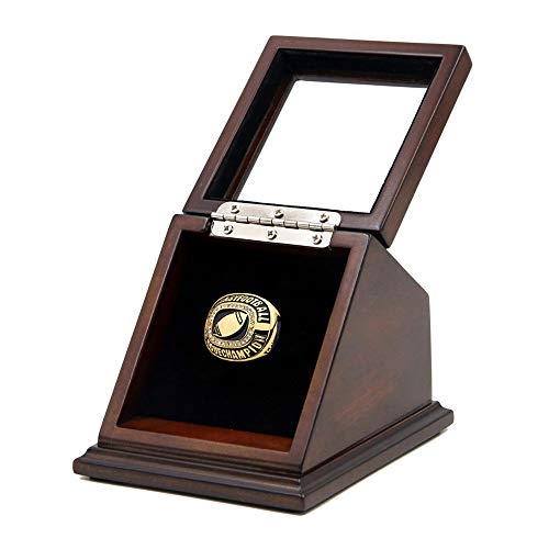 AKATTAK Championship Ring Display Case Box صندوق من الخشب الحقيقي وغطاء زجاجي بإطار | حامل مفرد فتحة واحدة | هدية لعشاق الرياضة AKATTAK Championship Ring Display Case Box صندوق من الخشب الحقيقي وغطاء زجاجي بإطار | حامل مفرد فتحة واحدة | هدية لعشاق الرياضة