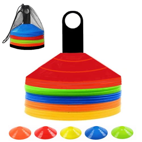 ANSLYQA Soccer Cones (Set of 50) Agility Training Disc Cone with Carry Bag and Holder for Football Football Sports Fields Cone Markers، ANSLYQA Soccer Cones (Set of 50) Agility Training Disc Cone with Carry Bag and Holder for Football Football Sports Fields Cone Markers،