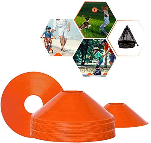 BIZBON 25 Pack Pro Disc Cones Sports Cones، Basketball، Agility Soccer Cones with Carry Bag، Football، Kids، Sports، Field Cone Markers، Agility Field Marker Cones BIZBON 25 Pack Pro Disc Cones Sports Cones، Basketball، Agility Soccer Cones with Carry Bag، Football، Kids، Sports، Field Cone Markers، Agility Field Marker Cones
