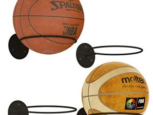 Wallniture Sporta Ball Storage Rack مثبت على الحائط من 4 ، كرة قدم وكرة طائرة ورف كرة سلة ، معدن