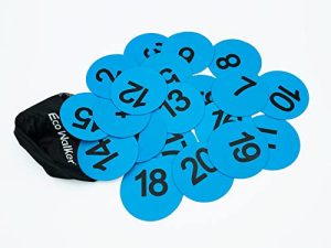 إيكو ووكر 4 بوصة علامات بقعة أرضية صغيرة للفصول الدراسية مرحلة ما قبل المدرسة ورياض الأطفال (مجموعة من 20 قطعة) (أزرق رقم 1-20)