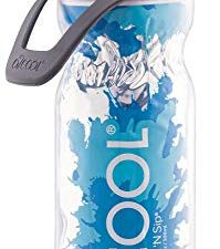 O2COOL Mist 'N Sip Misting Water Bottle 2 in-1 Mist and Sip Function With No Leak Pull Top Spout (Blue Splash)