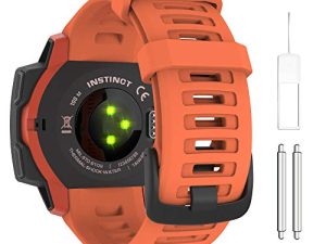 MoKo حزام ساعة متوافق مع Garmin Instinct Esports / Solar / Tactical / Tide Military Watch ، سوار بديل من السيليكون الناعم قابل للتعديل مناسب Garmin Instinct 2 Sports GPS Smart Watch - أحمر لهب
