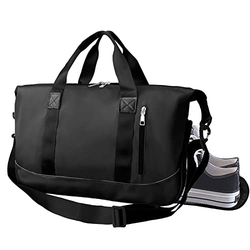 Suruid Sports Gym Bag for Women and Men Travel Duffel Bag Ovelight Shoulder Bag Weekend Carry On Workout Bag Portable Sports Tote Bag خفيف الوزن مع مقصورة للأحذية وجيب مبلل (أسود) Suruid Sports Gym Bag for Women and Men Travel Duffel Bag Ovelight Shoulder Bag Weekend Carry On Workout Bag Portable Sports Tote Bag خفيف الوزن مع مقصورة للأحذية وجيب مبلل (أسود)