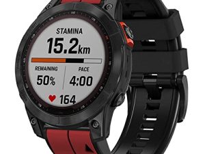 أحزمة ساعة أبانين سريعة الملاءمة من السيليكون 26 مم لـ Garmin Fenix 7X / Fenix 6X / Fenix 5X ، حزام معصم ناعم رياضي ثنائي اللون ومقاوم للماء من أجل Garmin Enduro / Enduro 2 ، Tactix Delta