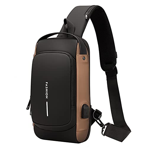 USB Charging Sport Sling Anti-Theft Shoulder Bag ، Waterproof Anti Theft Sling Bag ، Crossbody Bags Chest Daypack (Brown) USB Charging Sport Sling Anti-Theft Shoulder Bag ، Waterproof Anti Theft Sling Bag ، Crossbody Bags Chest Daypack (Brown)
