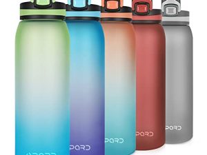 زجاجة ماء رياضية 30 أونصة من Opard مع غطاء قلاب مانع للتسرب وخالي من مادة BPA بلاستيك قابل لإعادة الاستخدام للصالة الرياضية والخارجية