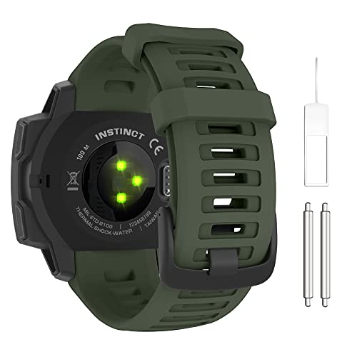 حزام MoKo متوافق مع Garmin Instinct / Instinct Solar / Tactical / Instinct 2 GPS Smartwatch ، 22 ملم سوار ساعة بديل رياضي من السيليكون الناعم ، أخضر عسكري حزام MoKo متوافق مع Garmin Instinct / Instinct Solar / Tactical / Instinct 2 GPS Smartwatch ، 22 ملم سوار ساعة بديل رياضي من السيليكون الناعم ، أخضر عسكري