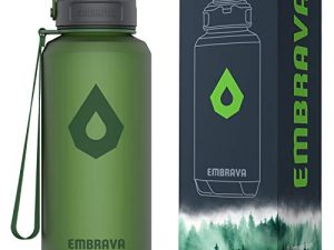 زجاجة ماء Embrava 40 أونصة - كبيرة مع حلقة حمل للسفر - صنبور شراب عريض مانع للتسرب | بلاستيك تريتان شديد التحمل وخالي من BPA و BPS | الرياضة والتخييم والصالة الرياضية واللياقة البدنية ، في الهواء الطلق