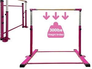 JC-ATHLETICS Gymnastic Kip Bar ، شريط أفقي للأطفال البنات الصغار ، ارتفاع قابل للتعديل من 3 إلى 5 بوصات ، معدات الصالة الرياضية المنزلية ، مثالية للتدريب الداخلي والمنزل ، 1-4 مستويات ، سعة وزن 260 رطلاً