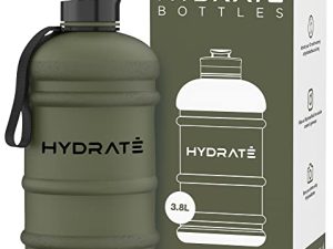 زجاجة مياه HYDRATE 1 جالون XXL إبريق خالٍ من مادة BPA ومضاد للتسرب مع غطاء قلاب ، مثالي للرياضة والصالة الرياضية والمواد الخارجية القوية للغاية - Matte Camo (128 oz)