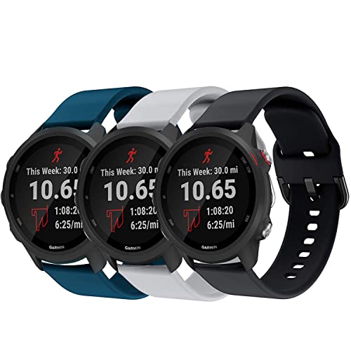 GOSETH متوافق مع Garmin Forerunner 245 / Vivomove Sport (Venu 2 Plus 43mm) حزام 20 ملم ، حزام معصم بديل من السيليكون لفرقة Forerunner 245 للموسيقى (أزرق داكن + رمادي + أسود) GOSETH متوافق مع Garmin Forerunner 245 / Vivomove Sport (Venu 2 Plus 43mm) حزام 20 ملم ، حزام معصم بديل من السيليكون لفرقة Forerunner 245 للموسيقى (أزرق داكن + رمادي + أسود)