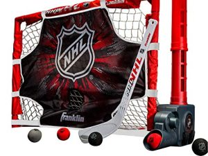 مجموعة هدف هوكي الركبة للأطفال من NHL من Franklin Sports - هدف هوكي صغير + مجموعة عصا - تمرير كرة هوكي أوتوماتيكي ، مجموعة الهدف والهدف - مجموعة لعبة هوكي الشباب