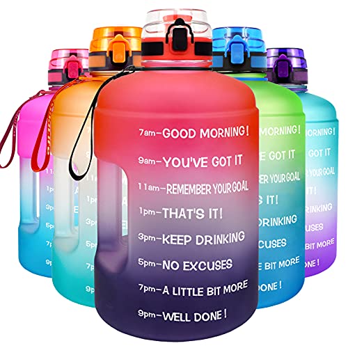 زجاجة ماء QuiFit Motivational Gallon - مع قلم تحديد الوقت ومزود بالوقت وقلب علوي مقاوم للتسرب وقابل لإعادة الاستخدام من أجل اللياقة البدنية لعشاق الرياضات الخارجية خالية من مادة BPA زجاجة ماء QuiFit Motivational Gallon - مع قلم تحديد الوقت ومزود بالوقت وقلب علوي مقاوم للتسرب وقابل لإعادة الاستخدام من أجل اللياقة البدنية لعشاق الرياضات الخارجية خالية من مادة BPA