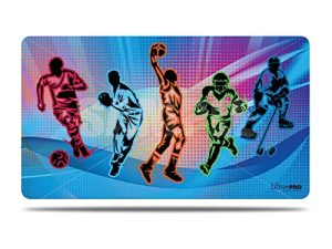 Ultra PRO - سجادة لعب Sports Silhouette Breaker ، بساط لعب مثالي للبطاقات الرياضية القابلة للتحصيل وبطاقات التداول الرياضية ، تتميز بالبيسبول وكرة القدم وكرة القدم وكرة السلة والهوكي ، وهي رائعة مثل لوحة الماوس