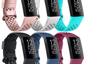 [6 عبوات] أحزمة متوافقة مع Fitbit Charge 4 Bands و Fitbit Charge 3 Band للنساء والرجال ، سوار معصم رياضي قابل للتنفس مع فتحات هوائية لـ Fitbit Charge 4 / Fitbit Charge 3 / Fitbit Charge 3 SE ، كبير