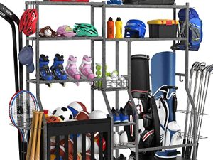GDLF Garage Sports Storage Golf Bag Organizer Ball Storage Bin 2 in 1 Extra Large 4 Golf Bags Stand المرآب منظمة