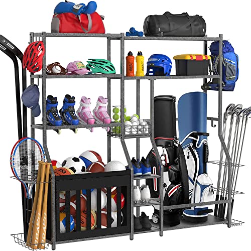 GDLF Garage Sports Storage Golf Bag Organizer Ball Storage Bin 2 in 1 Extra Large 4 Golf Bags Stand المرآب منظمة GDLF Garage Sports Storage Golf Bag Organizer Ball Storage Bin 2 in 1 Extra Large 4 Golf Bags Stand المرآب منظمة