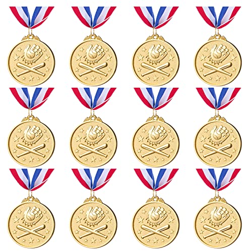 ميداليات جائزة Abaokai 12 قطعة ذهبية لألعاب البيسبول الرياضية للأطفال ، هدايا الحفلات ، 2 بوصة ميداليات جائزة Abaokai 12 قطعة ذهبية لألعاب البيسبول الرياضية للأطفال ، هدايا الحفلات ، 2 بوصة