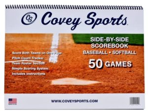 Covey Baseball Softball Scorebook - جنبًا إلى جنب - (50 لعبة) - تسجيل الدرجات مع الأوراق المصممة لجعل نقاط البيسبول والكرة اللينة أسهل لحافظ النتائج والمدربين والمذيعين