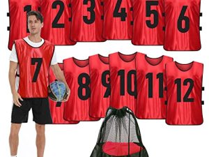 PULUOMASI سترة تدريب Scrimmage (12 عبوة) قمصان رياضية للفريق للكبار مرايل كرة القدم للشباب قمصان ممارسة مرقمة