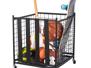 Oududianzi Ball Storage ، عربة الكرات الرياضية الدوارة ، منظم الكرة للجراج ، منظم المرآب الرياضي ، تخزين سلة الكرة بأشرطة مطاطية ، منظم المعدات الرياضية في المرآب لكرات الأنواع