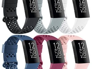 [6 عبوات] أحزمة متوافقة مع Fitbit Charge 4 Bands و Fitbit Charge 3 Band للنساء والرجال ، سوار معصم رياضي قابل للتنفس مع فتحات هوائية لـ Fitbit Charge 4 / Fitbit Charge 3 / Fitbit Charge 3 SE ، صغير