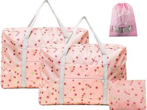 حقيبة سفر من IBLUE قابلة للطي للسفر وخفيفة الوزن مع حقيبة أحذية ، D1069 (PINK CHERRY)